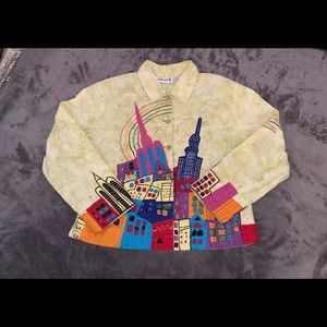 Vintage Anage Yellow Cityscape Jacket Size XL